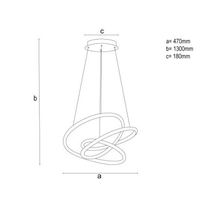 Dæmpbar LED-lysekrone på wire LED/90W/230V 3000-6500K Ø 47 cm + fjernbetjening