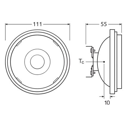 LED-dæmpbar pære AR111 G53/13,5W/12V 2700K 24° CRI 97 - Ledvance