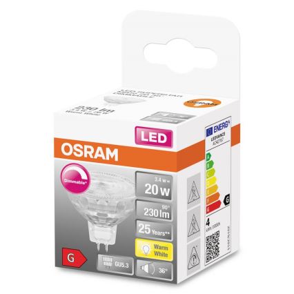 LED dæmpbar pære GU5,3/3,4W/230V 2700K CRI 90 - Osram
