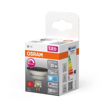 LED Dæmpbar pære MR16 GU5,3/5W/12V 4000K 36° CRI 90 - Osram