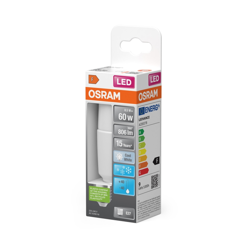 LED-dæmpbar pære STICK E27/8,5W/230V 4000K - Osram