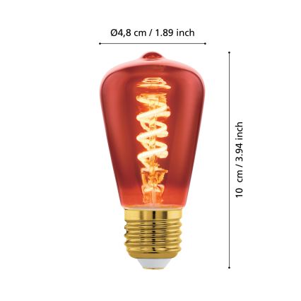 LED dæmpbar pære VINTAGE ST48 E27/4W/230V 2000K rød - Eglo 110199