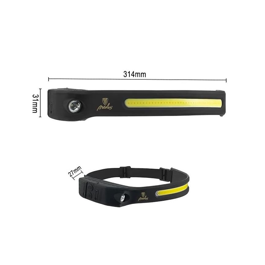 LED Dæmpbar rechargeable headlamp med sensor LED/8W/5V IP44 570 lm 2000 mAh