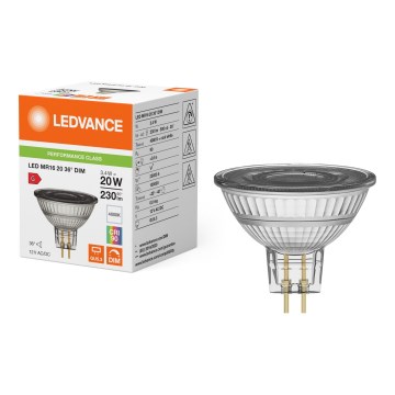 LED-dæmpbar reflektorpære MR16 GU5,3/3,4W/12V 4000K 36° Ra 90 - Ledvance