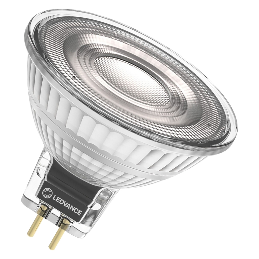 LED-dæmpbar reflektorpære MR16 GU5,3, 5,3 W/12 V, 3000 K, 36°, CRI 97 - Ledvance
