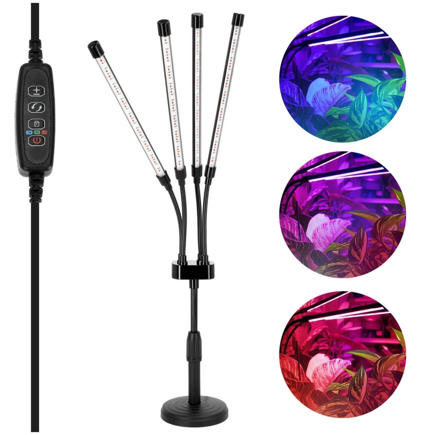 LED-dæmpbar fleksibel bordlampe til dyrkning af planter VITARO 4xLED/10W/230V sort