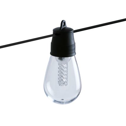 Dæmpbar LED-solcelledrevet lyskæde 25xLED/1,5W/3,7/5V 2700-10000K 2200 mAh 15 m IP65 sort + fjernbetjening