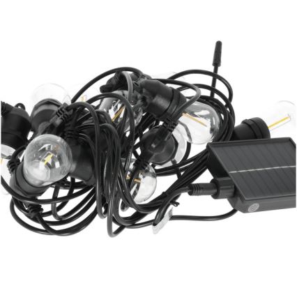 LED dæmpbar solcelledrevet dekorativ lyskæde STARLIGHT NEO 10xE27/3,7V 2700K IP54 1200 mAh 11,5m + fjernbetjening