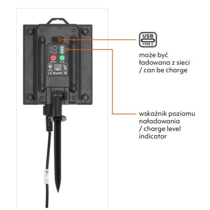 LED dæmpbar solcelledrevet dekorativ lyskæde STARLIGHT NEO 10xE27/3,7V 2700K IP54 1200 mAh 11,5m + fjernbetjening
