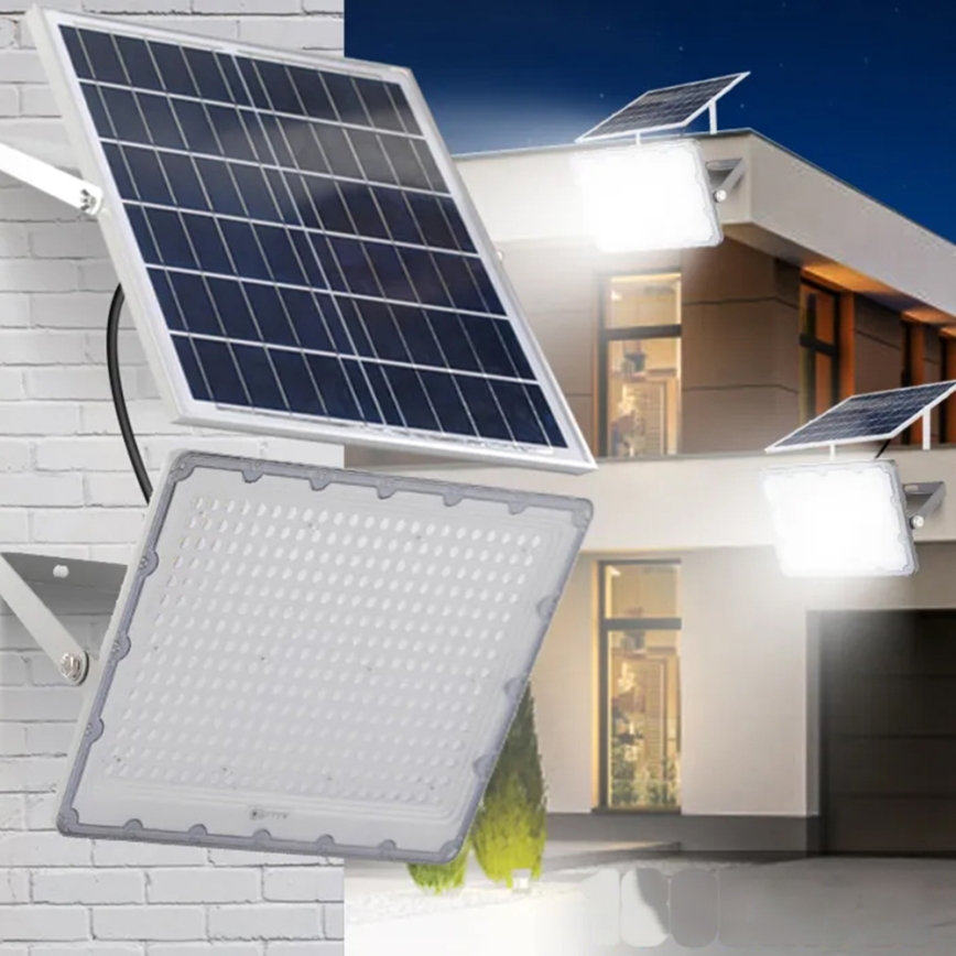 LED dæmpbar solcelleprojektør LED/150W/3,2V 5000K 15000 mAh IP65 sort + fjernbetjening