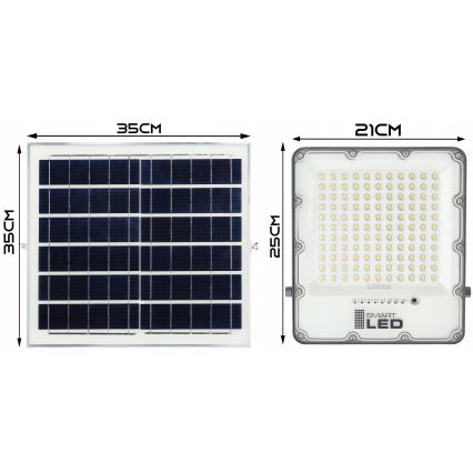 LED dæmpbar solcelleprojektør LED/150W/3,2V 5000K 15000 mAh IP65 sort + fjernbetjening