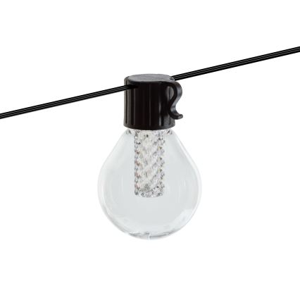 Dæmpbar LED solcelledrevet lyskæde 15 x LED/1,5W/3,7/5V 2700-10000K 2200 mAh 9 m IP65 sort + fjernbetjening