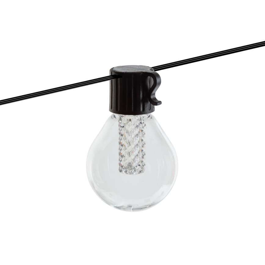 Dæmpbar LED solcelledrevet lyskæde 15 x LED/1,5W/3,7/5V 2700-10000K 2200 mAh 9 m IP65 sort + fjernbetjening