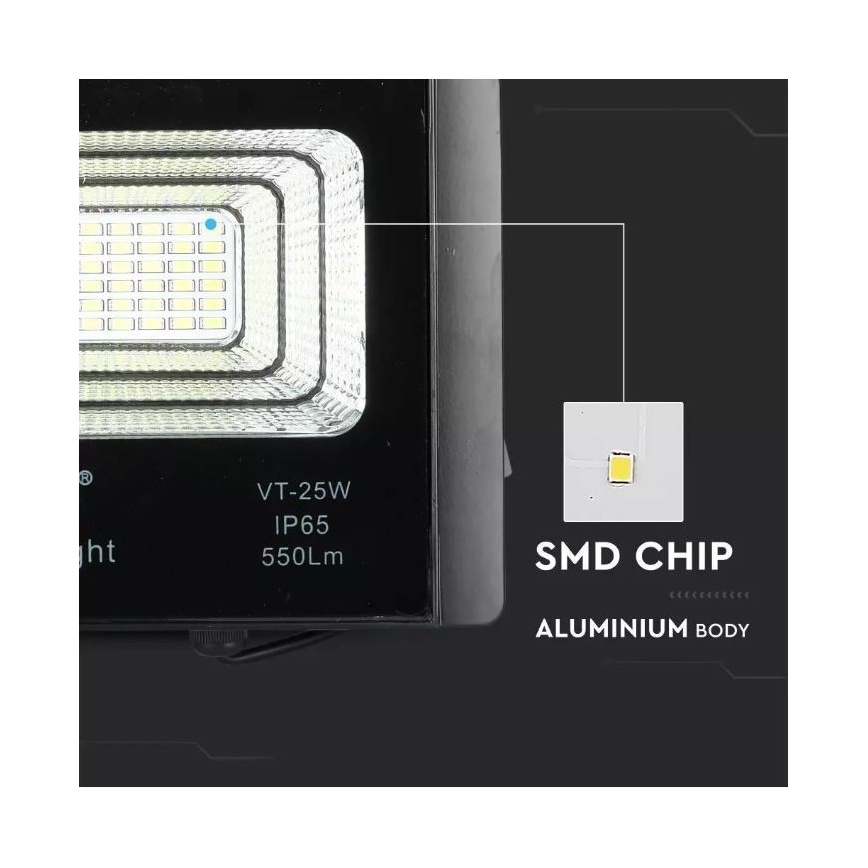 LED Dæmpbar solcelleprojektør LED/12W/3,2V 6000K IP65 5000 mAh + fjernbetjening