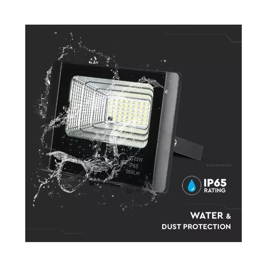 LED Dæmpbar solcelleprojektør LED/12W/3,2V 6000K IP65 5000 mAh + fjernbetjening