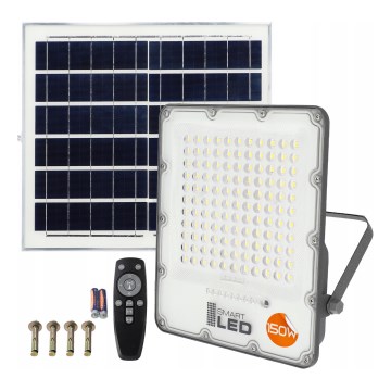 LED dæmpbar solcelleprojektør LED/150W/3,2V 5000K 15000 mAh IP65 sort + fjernbetjening