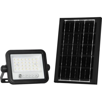 LED-dæmpbar solcelleprojektør LED/50W/3,2V 2000-8000K IP65 3800 mAh sort + fjernbetjening