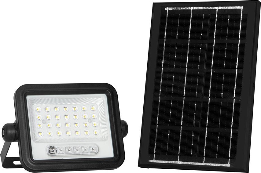 LED-dæmpbar solcelleprojektør LED/50W/3,2V 2000-8000K IP65 3800 mAh sort + fjernbetjening