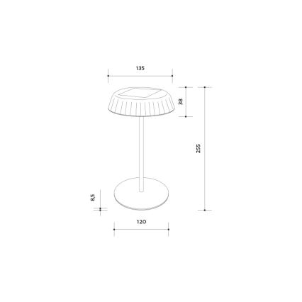LED Dæmpbar soldrevet genopladelig bordlampe VIVIEN LED/3W/5V 2700K 1600 mAh IP54 sort