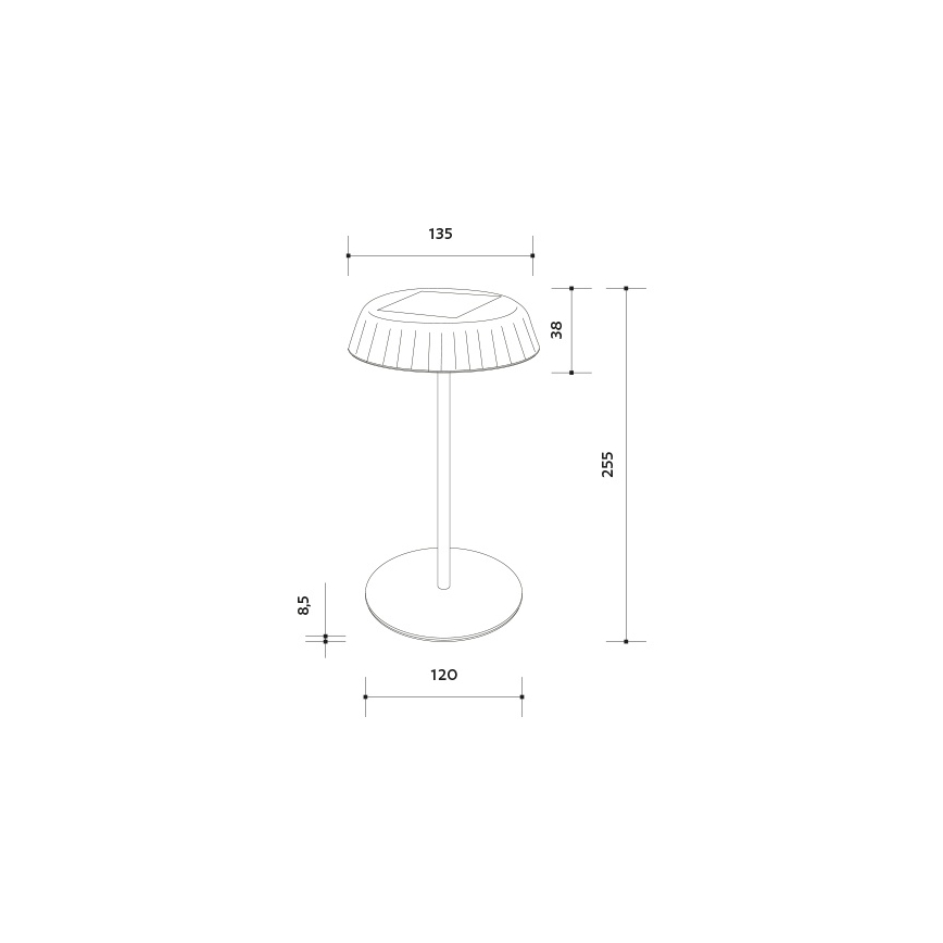LED Dæmpbar soldrevet genopladelig bordlampe VIVIEN LED/3W/5V 2700K 1600 mAh IP54 sort