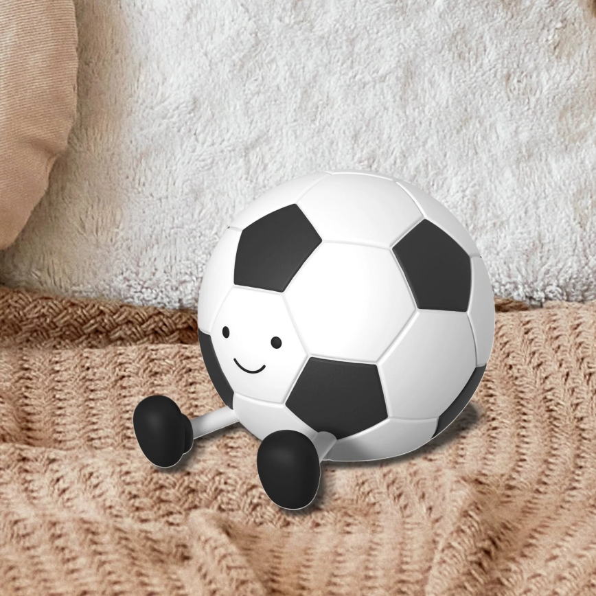 LED børnelampe m. touch-funktion dæmpbar FOOTBALL LED/2W/5V USB 1200 mAh hvid/sort