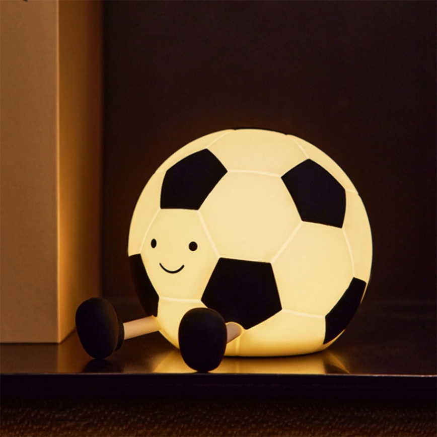 LED børnelampe m. touch-funktion dæmpbar FOOTBALL LED/2W/5V USB 1200 mAh hvid/sort