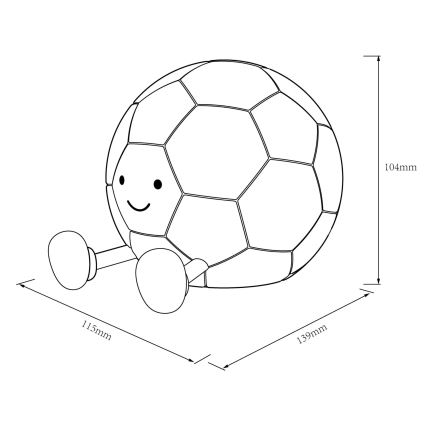 LED børnelampe m. touch-funktion dæmpbar FOOTBALL LED/2W/5V USB 1200 mAh hvid/sort