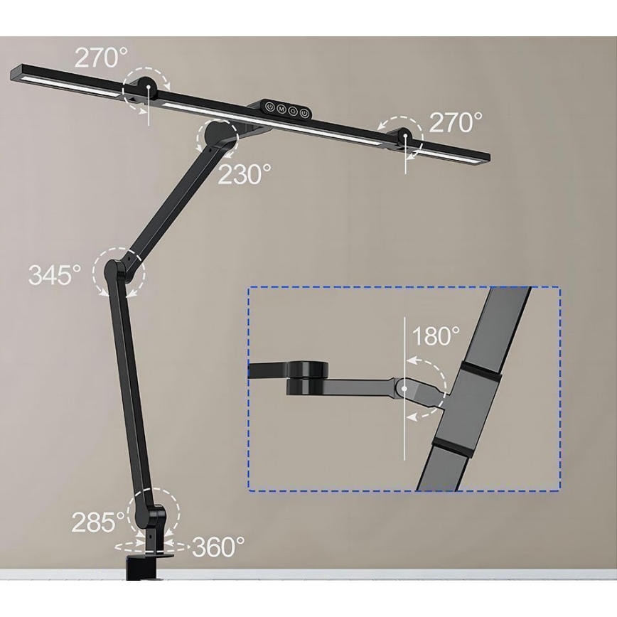 LED Dæmpbar berøringsfølsom fleksibel bordlampe LED/24W/230V 3000-6500K CRI 92 sort