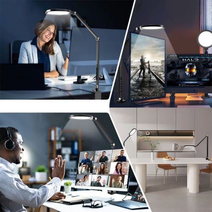 LED Dæmpbar touch-funktion fleksibel bordlampe POINTIQ LED/15W/230V 3000-6500K CRI 96 sort