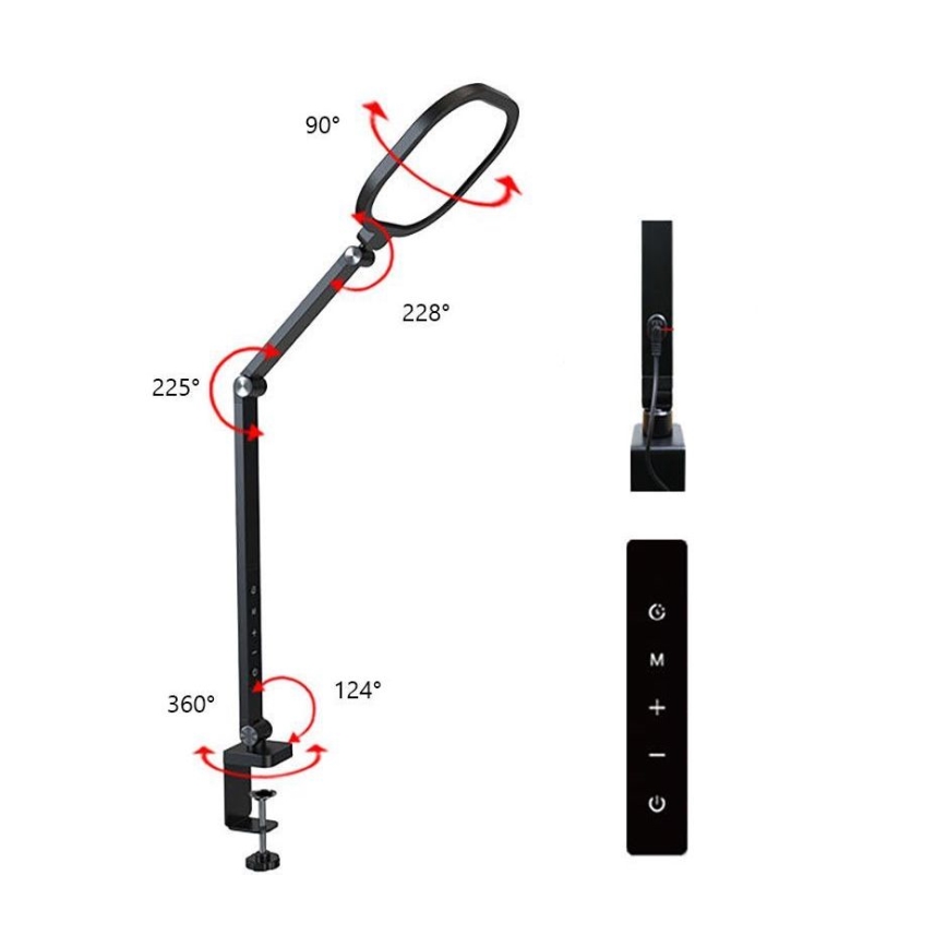 LED Dæmpbar touch-funktion fleksibel bordlampe POINTIQ LED/15W/230V 3000-6500K CRI 96 sort