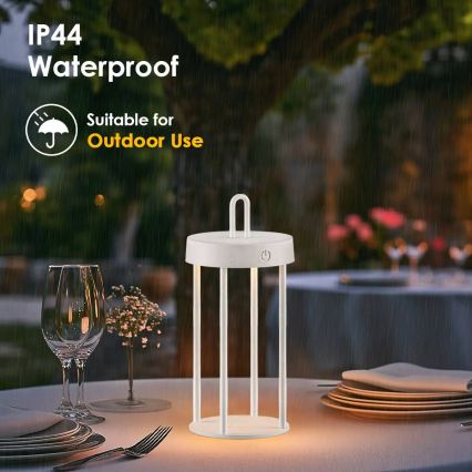 LED-dæmpbar udendørs genopladelig berøringsbetjent bordlampe GENTLE LED/1,5W/3,7V 3000 mAh IP44 hvid