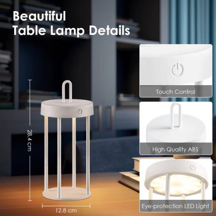 LED-dæmpbar udendørs genopladelig berøringsbetjent bordlampe GENTLE LED/1,5W/3,7V 3000 mAh IP44 hvid