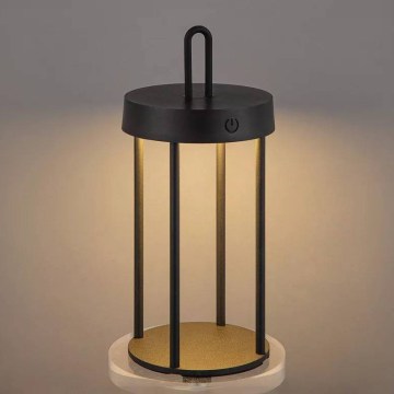 LED Dæmpbar udendørs genopladelig berøringsbetjent bordlampe GENTLE LED/1,5W/3,7V 3000 mAh IP44 sort