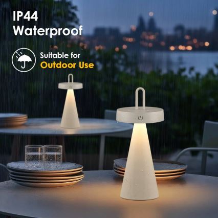 LED dæmpbar udendørs genopladelig berøringsbetjent bordlampe HALO LED/1,5W/3,7V 3000 mAh IP44 grå