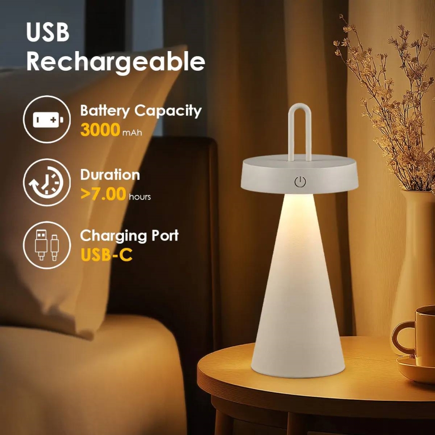 LED dæmpbar udendørs genopladelig berøringsbetjent bordlampe HALO LED/1,5W/3,7V 3000 mAh IP44 grå