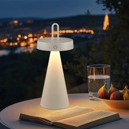 LED dæmpbar udendørs genopladelig berøringsbetjent bordlampe HALO LED/1,5W/3,7V 3000 mAh IP44 grå