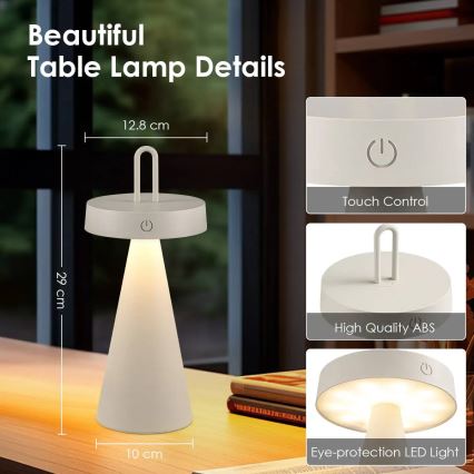 LED dæmpbar udendørs genopladelig berøringsbetjent bordlampe HALO LED/1,5W/3,7V 3000 mAh IP44 grå