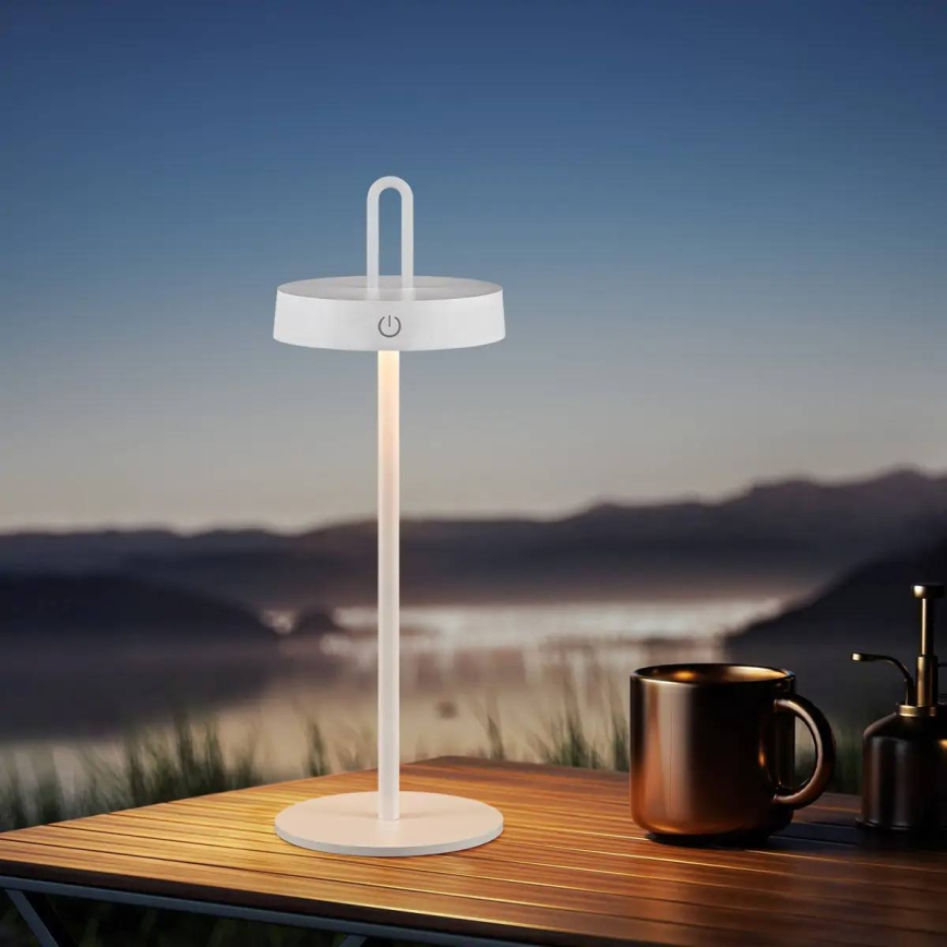 LED-dæmpbar udendørs genopladelig berøringsbetjent bordlampe SHINE LED/1,5W/3,7V 3000 mAh IP44 hvid
