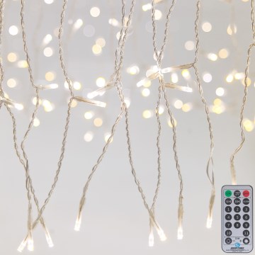 LED Dæmpbar udendørs julegardin CURTAIN 360xLED/8,4W/230V 2x2 m IP44 varm hvid + fjernbetjening