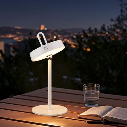 LED dæmpbar udendørs genopladelig berøringsbetjent bordlampe GENTLE LED/1,5W/3,7V 3000 mAh IP44 hvid