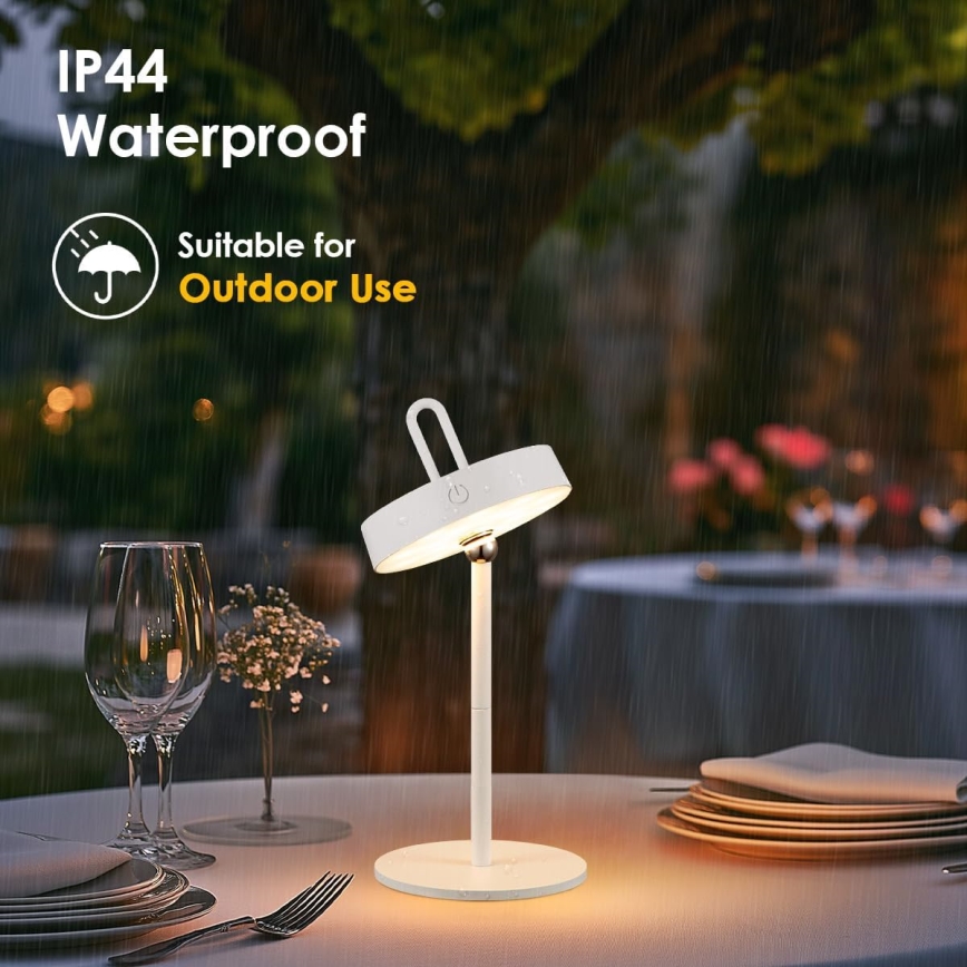 LED dæmpbar udendørs genopladelig berøringsbetjent bordlampe GENTLE LED/1,5W/3,7V 3000 mAh IP44 hvid