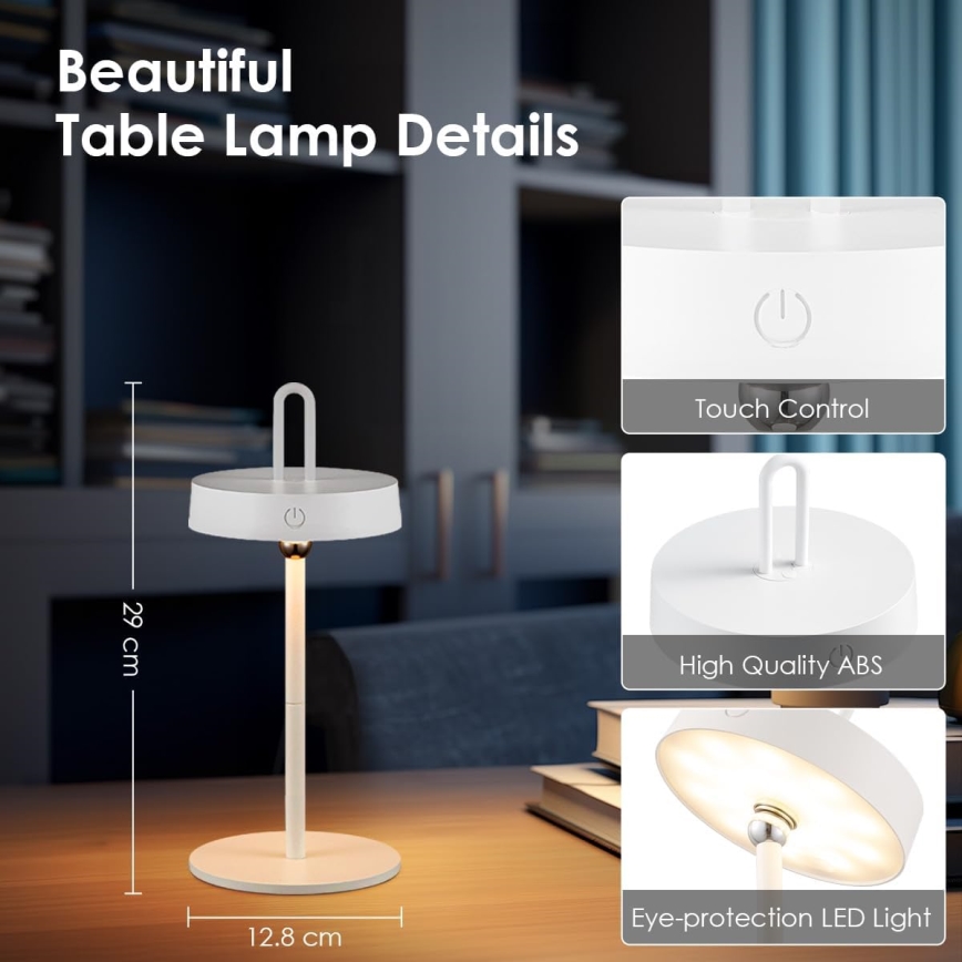 LED dæmpbar udendørs genopladelig berøringsbetjent bordlampe GENTLE LED/1,5W/3,7V 3000 mAh IP44 hvid