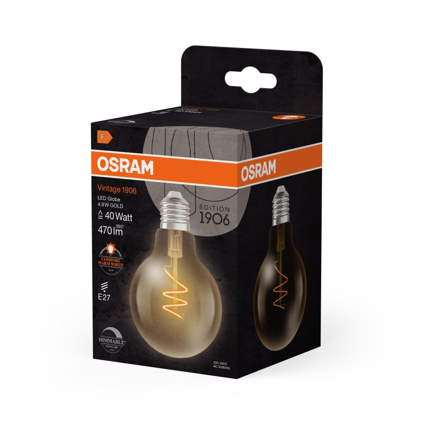 LED dæmpbar vintage filamentpære E27/4,9W/230V 2200K CRI 90 - Osram