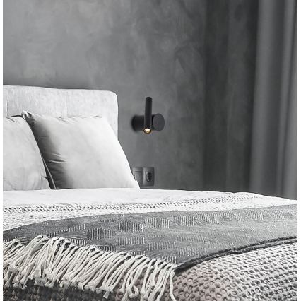 LED dæmpbar vægspot PLANET LED/4W/230V sort