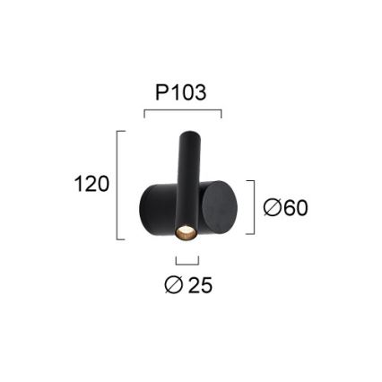 LED dæmpbar vægspot PLANET LED/4W/230V sort