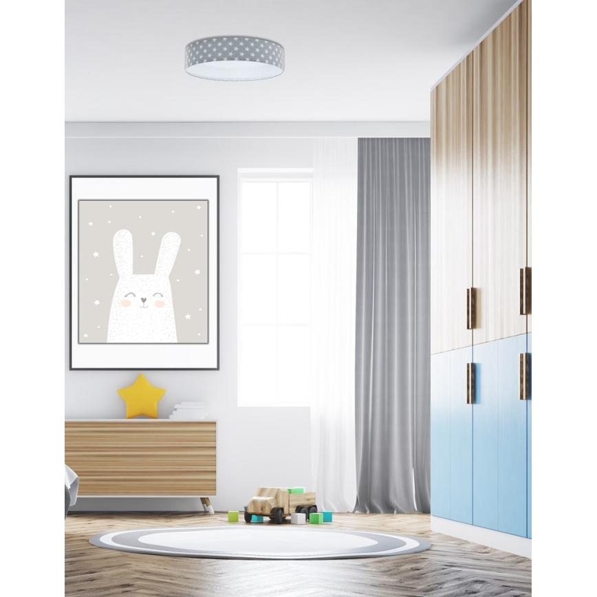 LED Dæmpbar Børneplafond SMART GALAXY KIDS LED/24W/230V 3000-6500K stjerner grå/hvid + fjernbetjening