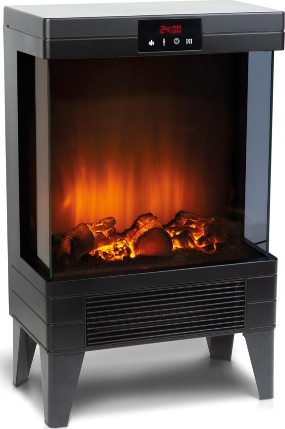 LED-elektrisk pejs med varme LED/2000W/230V + fjernbetjening