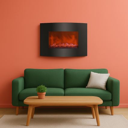 LED elektrisk pejs med varmefunktion LED/2000 W/230 V + fjernbetjening