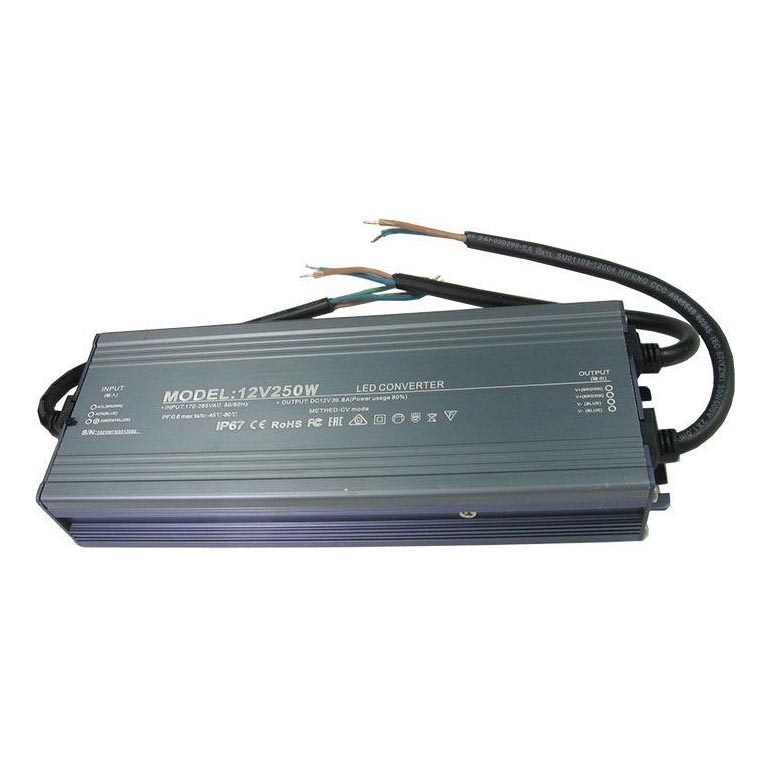 LED Elektrisk transformer 250W/12V IP67