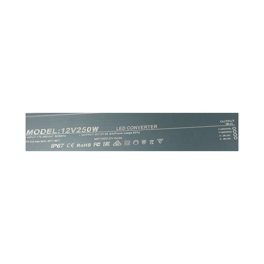 LED Elektrisk transformer 250W/12V IP67